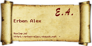Erben Alex névjegykártya